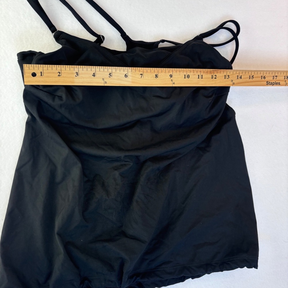 Athleta Black Blouson Tankini Swim Top Underwire Bra 34D/DD Adjustable Straps - Picture 2 of 7
